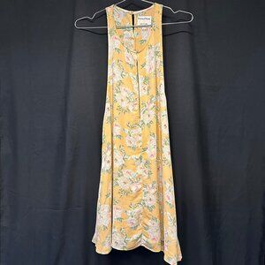 PRIVACY PLEASE - Halter Tank Summer Dress - Womens Small - yellow - floral print